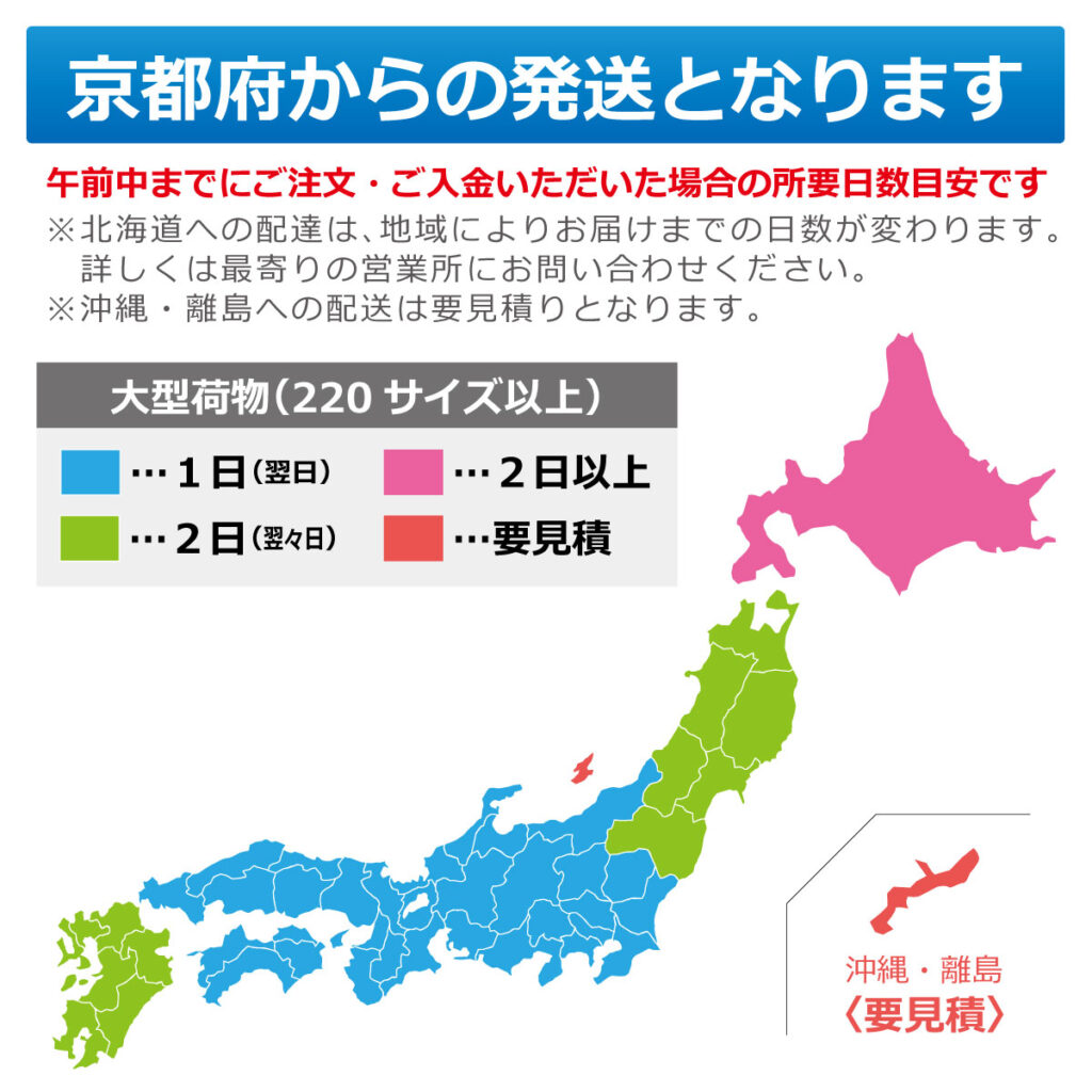 防音材、防音シート、防音マットの舞鶴市からの配送日数(佐川急便)